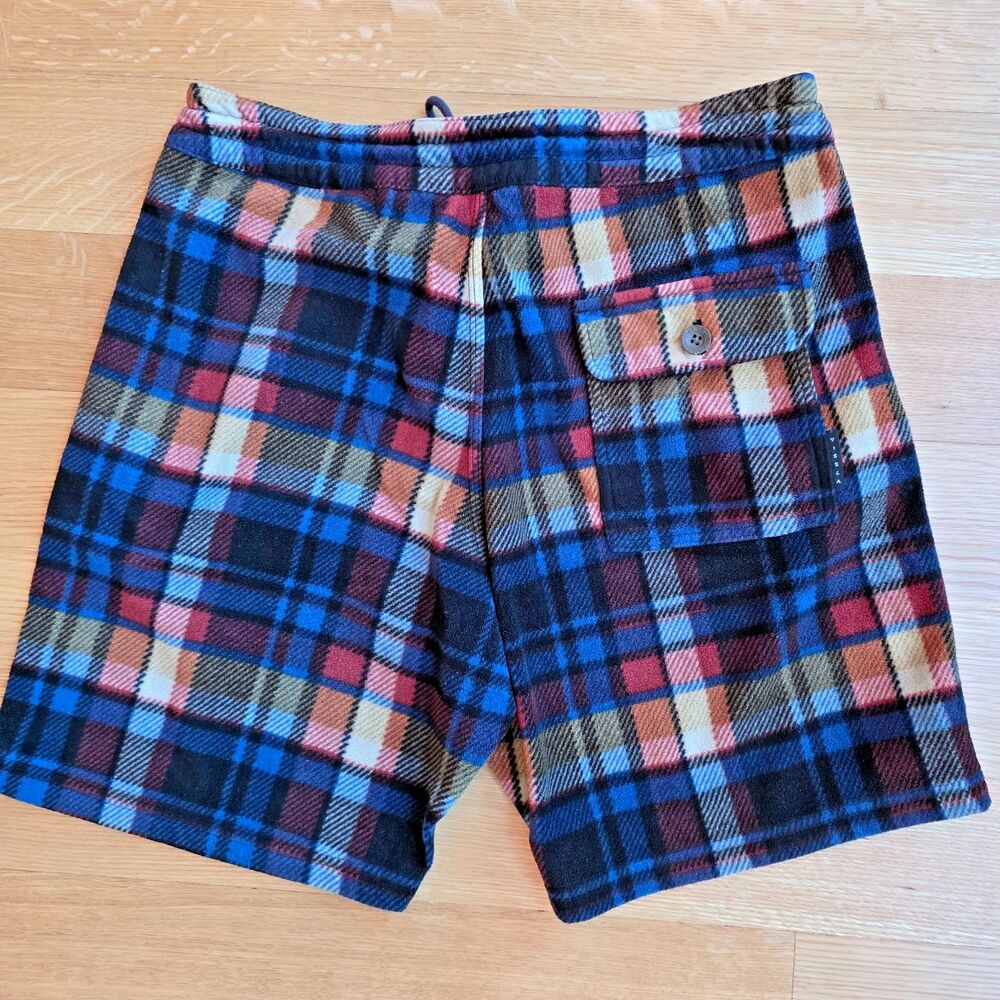 VISSLA Men’s Retro Sofa Surfer Short Blue Gold Rust Plaid Size Large